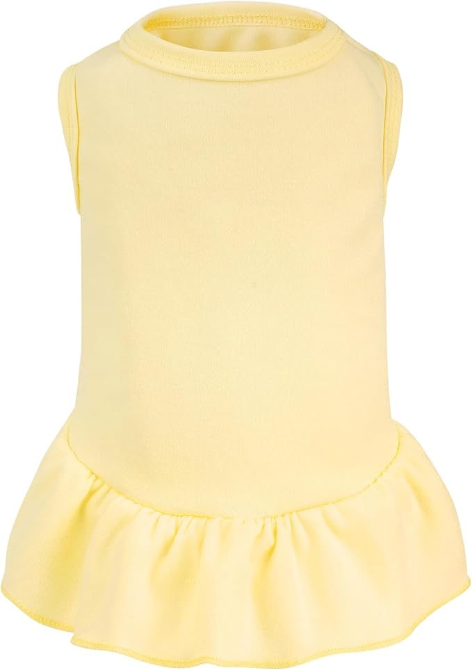 Dog Dresses Cat Skirt Solid Color Dog Clothes Summer Sleeveless Puppy Girl Clothes for Small Pet Dogs Cats (Yellow, Medium)