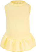 Dog Dresses Cat Skirt Solid Color Dog Clothes Summer Sleeveless Puppy Girl Clothes for Small Pet Dogs Cats (Yellow, Large)