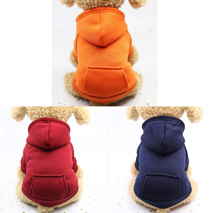 TAPBULL Dog Dresses, Fashionable Pet Dog Sweatshirt Clothes in Dark Colors, Cute Cat Birthday Dress Outfit (Red/Blue/Orange 3-Pack), Medium