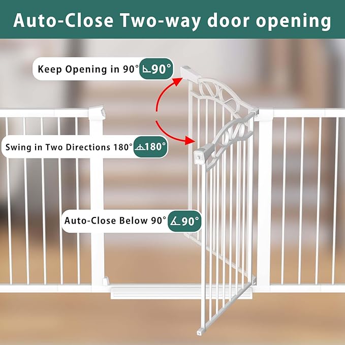 Fairy Baby 81.9"-84.6" Extra Wide Press Mounted Baby Gate Indoor for Kids Or Pets Walk Thru No Drill Long Dog Gates for The House Doorway Child Safety Gate