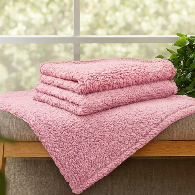 Luciphia 1 Pack 3 Calming Dog Blanket Fluffy Premium Fleece Pet Blankets Soft Sherpa Throw for Dogs Puppy Cat Pink Large (41" x31")