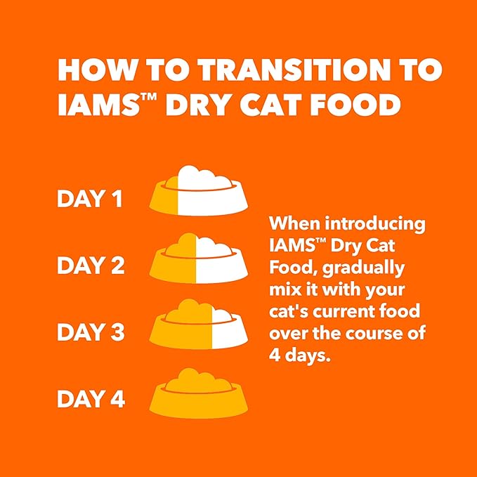IAMS Proactive Health Dry Cat Food Hairball Care, Adult Cat Food, with Real Chicken and Salmon, 7 lb. Bag