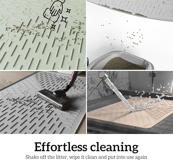 OHMO Cat Litter Mat Trapping Mat Premium Silicone 31.5x23.6 Pink, Waterproof and BPA Free Kitty Litter Box Mat, Easy Clean and Keeps The Floor Tidy