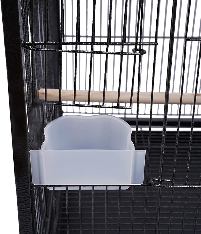 Rolling Bird Cage, Large Wrought Iron Cage with Stand, Play Open Top, Feeding Cups for Parakeet Cockatiel Quaker Sun Conure Finch Budgie Lovebird Canary Small Medium Parrot Cage Birdcage