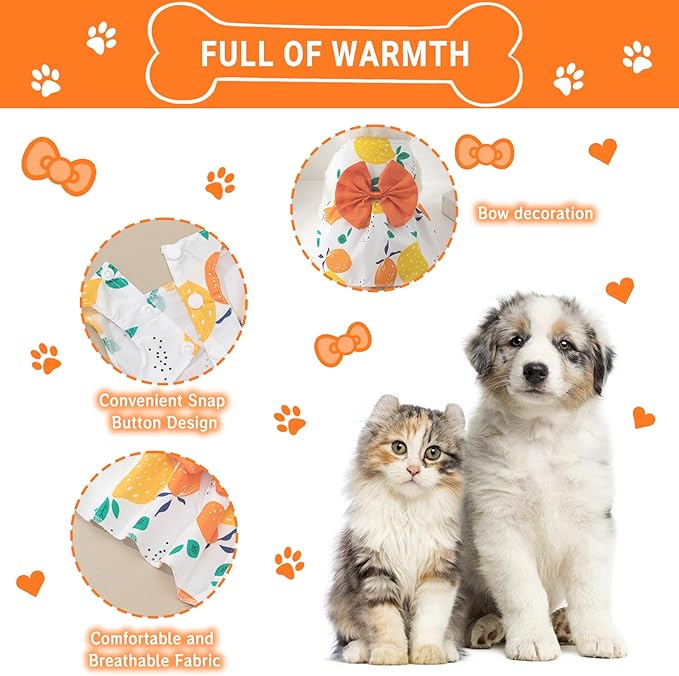 TAPBULL Dog Dresses, Fashionable Pet Dog Clothes, Cute Cat Birthday Dress Outfit (Orange/Red/Yellow/Blue/Pink 5-Pack), X-Large