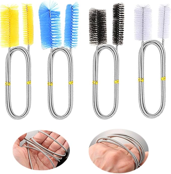 90/155/200CM Aquarium Cleaning Brush for Hose Air Tube Stainless Steel Flexible Double Ended Pipe Brush Fish Tank(White,90cm)