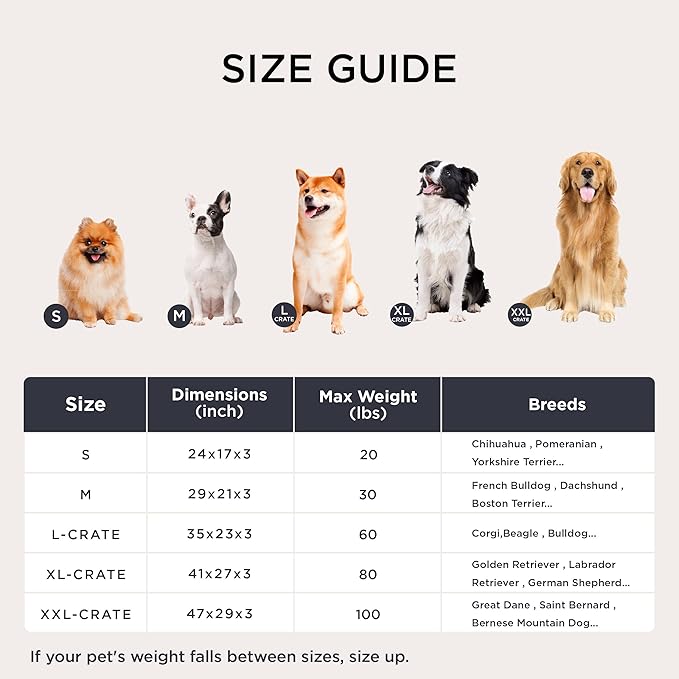 Bedsure Washable Dog Crate Bed Large Sized Dog, Comfort Fluffy Plush Pet Pillow Bed Kennel Pad with Non-Slip Bottom, Machine Washable Pet Sleeping Mat, 35"x23", Brown
