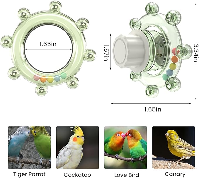 Bird Mirror Toys for Cage,Parakeet Rotating Sound Wheel Toy,Budgie Training Colorful Interactive Chew Toys for Canaries Lovebirds Conures Cockatiels cage Accessories (3, Rondom Color)