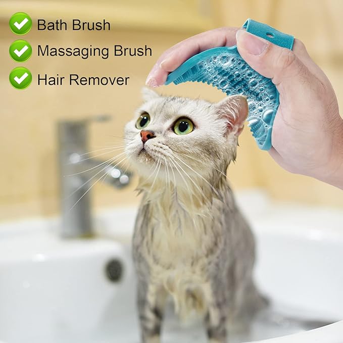 Cat Bag for Bathing Set with Cat Grooming Washing Bag Adjustable Pet Shower Brush - Cat Bathing Mesh Bag Anti Scratch Anti Bite Soft Durable for Cats & Dogs Restraint Grooming Nail Trimming Washing