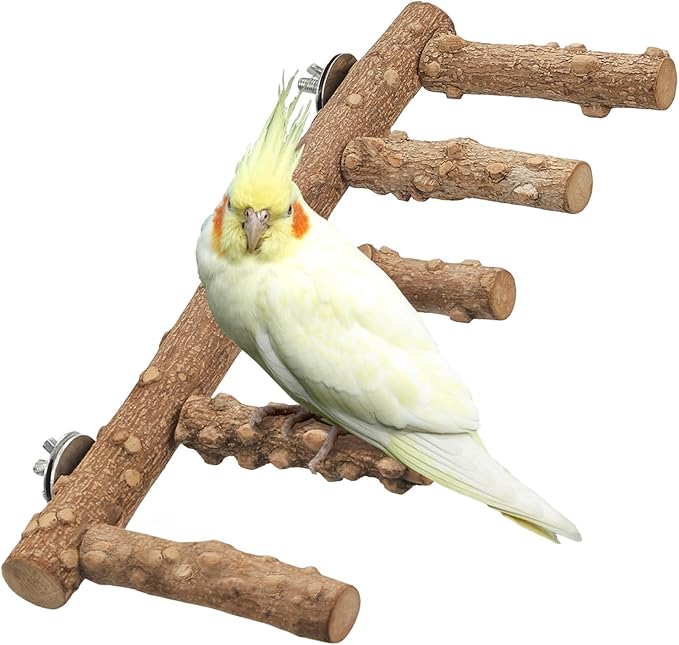 IBWell Bird Ladder for Cage Bird Stands for Parrots Parakeet Perches Cockatiel Perch Natural Bird Perches Budgie Perch