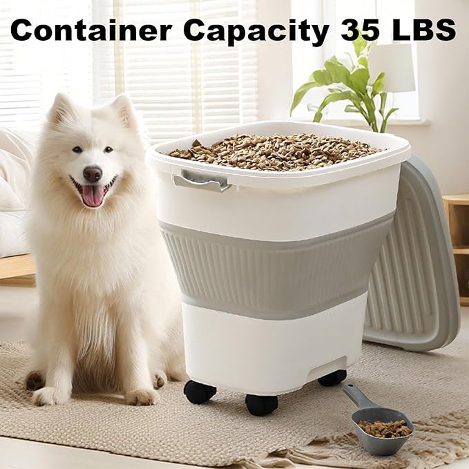 2pack 35 lbs Dog Food Storage Container,Collapsible Dog Food Container with Scoop,Pet Food Storage Containers to Keep Dry Food Fresh,Easy to Move