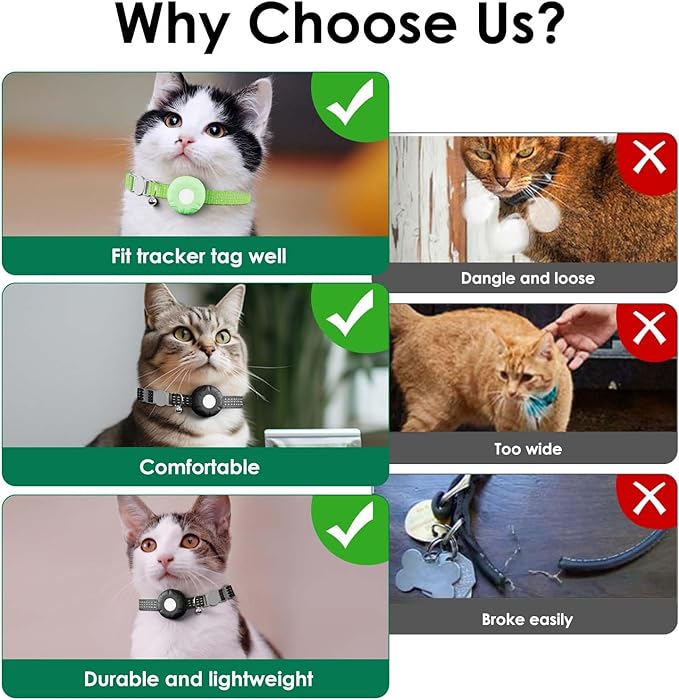Cat Tracker, MINI Pet Tracker for Cats, No Monthly Fee GPS Tracker for Cat, Compatible with Apple Find My App(Only iOS), Real-Time Tracking, Precise Positioning, Waterproof Cat GPS Tracker