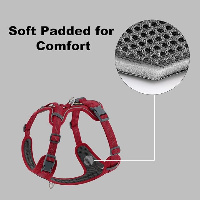 Plutus Pet No Pull Dog Harness, Release at Neck, Soft Padded, Reflective Adjustable Dog Vest Harness for Small, Medium, Large Dogs(Red, S)