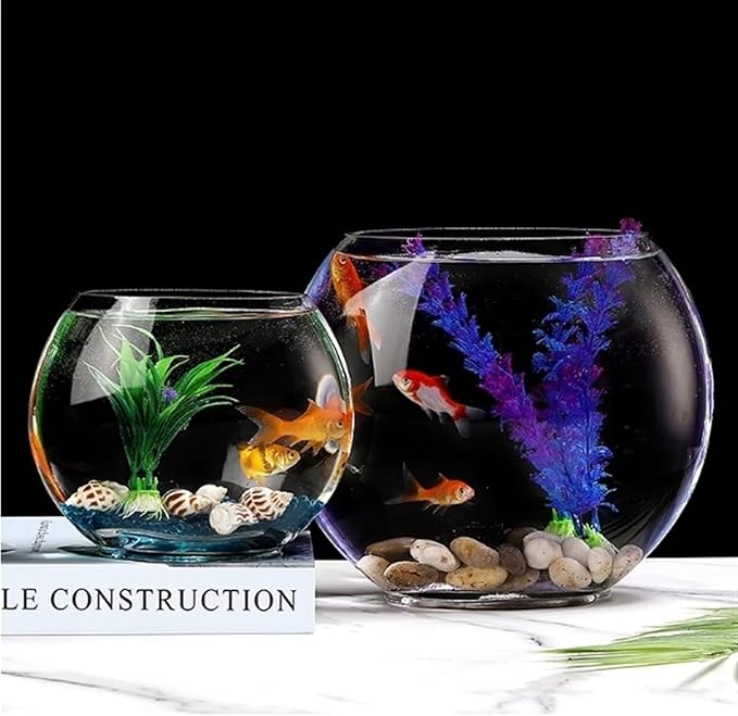 Aquariums Fish Bowl Creative Oval Glass Small Goldfish Fish Tank Home Desktop Decoration Transparent Glass Fish Tank Fish Tanks(Medium)