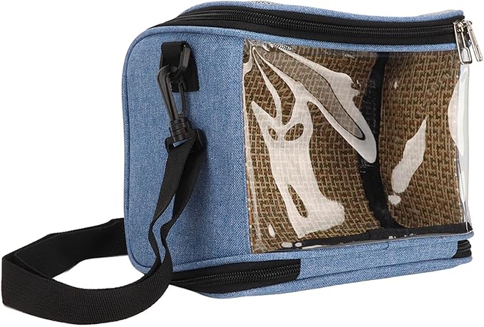 Transparent Bird Carrier Bag, Portable Parrot Travel Cage for Cockatiels and Parakeets, Lightweight Breathable Backpack with Side Pockets and Top Vent Design for Small Birds (Blue)