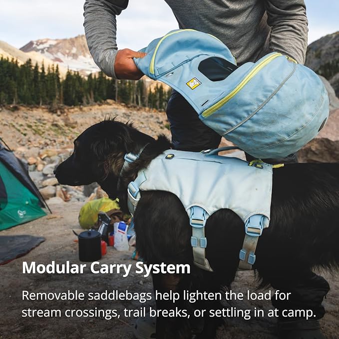 Ruffwear Palisades Dog Backpack, Multi-Day Pack with Removable Saddlebags, Breathable Adjustable Harness, Reflective Trim, Red Currant, Large/X-Large
