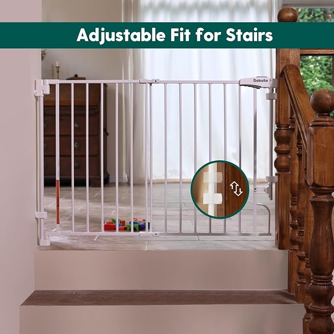 Babelio Removable & No Bottom Bar Baby Gate, 29-43", 36" H Extra Tall Hardware Mounted (Drill Needed)| Wide Walk-Thru| Auto-Close Safety Dog/Pet Gate for Stairs & Doorways (White)