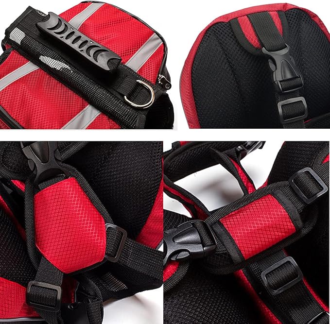 Polyester Dog Saddlebags Pack Hound Travel Camping Hiking Backpack Saddle Bag for Small Medium Large Dogs (Neon Green,L)