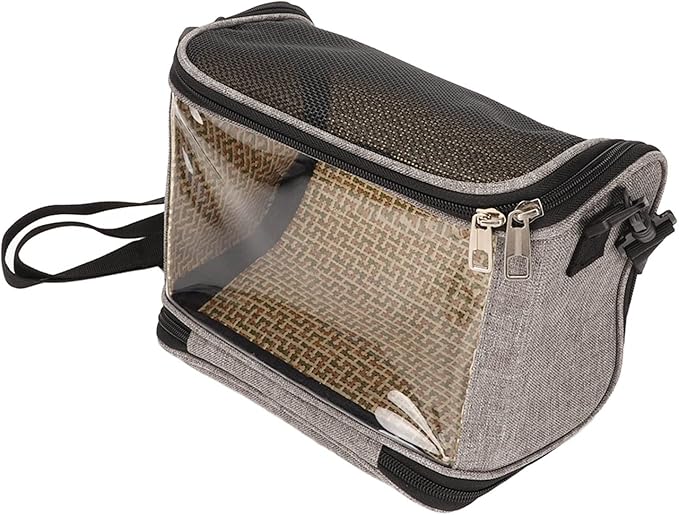 Transparent Bird Carrier Bag, Portable Parrot Travel Cage for Cockatiels and Parakeets, Lightweight Breathable Backpack with Side Pockets and Top Vent Design for Small Birds (Grey)