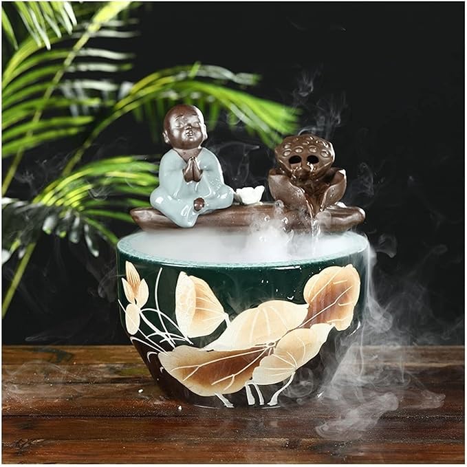 Fish Tank Aquarium Ceramic Fish Tank Home Living Room Circulation Flow Water Fish Tank Feng Shui Lucky Ornament Balcony Goldfish Bowl Fish Tank Glass Fish Tank(F)