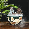 Fish Tank Aquarium Ceramic Fish Tank Home Living Room Circulation Flow Water Fish Tank Feng Shui Lucky Ornament Balcony Goldfish Bowl Fish Tank Glass Fish Tank(F)