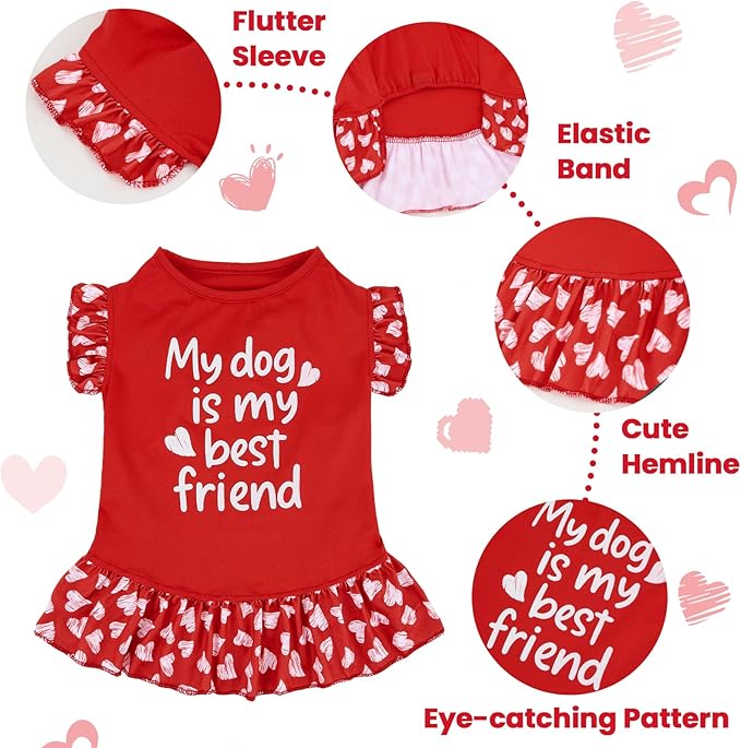 XPUDAC 4 Pack Cute Dog Dress for Small Dog, Floral Pet Clothes Sweet Girl Puppy Dress Colorful for Birthday Holiday Spring Summer Pet Outfits Skirt for Girls, M