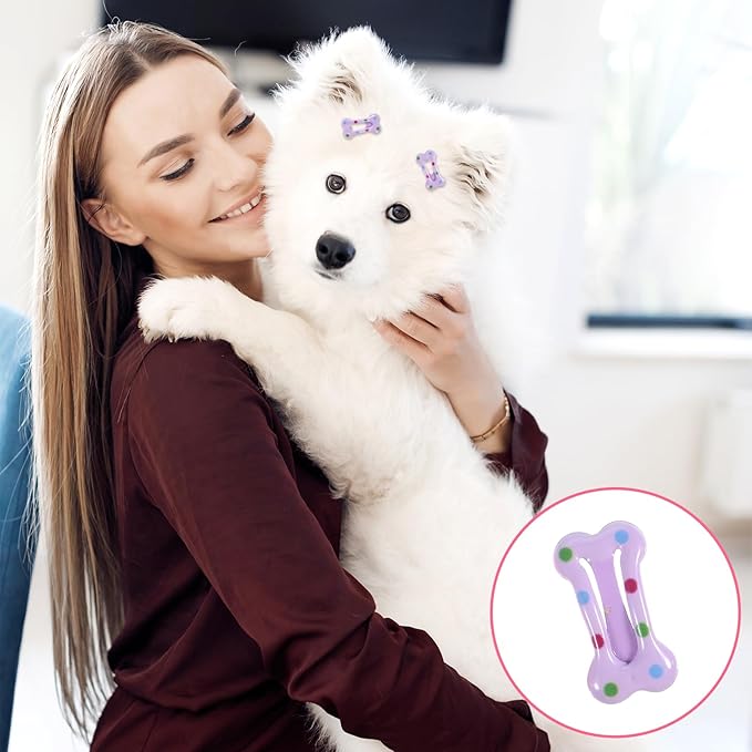 50PCS Bone Hair Clips, Multicolor Small Girl Dog Pin with Metal Clip for Cat Colorful Pet Supplies Hair Clips for Dog Grooming Apparel Girl Pet Hair Accessories(Random)