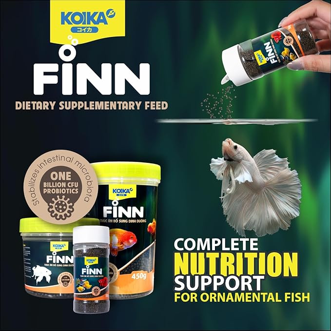 KOIKA FINN Probiotic Fish Food Pellets for Ornamental Fish, 43% Protein with Bacillus Probiotics, Supports Digestion and Immune Health for Daily Feeding (250g, Goldfish - 3.0mm Pellets)