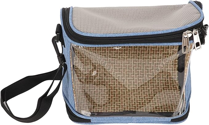 Transparent Bird Carrier Bag, Portable Parrot Travel Cage for Cockatiels and Parakeets, Lightweight Breathable Backpack with Side Pockets and Top Vent Design for Small Birds (Blue)