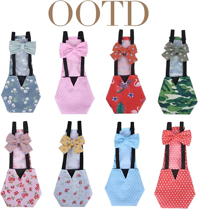 MANON ROSA Chicken Diapers Bantam Hens - Reusable 6-Piece Set with Bow Ties Poultry Nappies Washable Waterproof for Geese Pet Ducks Silkie(6D20P XS)