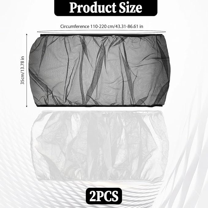 2PCS Adjustable Bird Cage Cover, Bird Cage Seed Catcher, Large Birdcage Cover, Airy Nylon Guard Net for Parrot Parakeet Macaw Round Square Cages (Black, White)