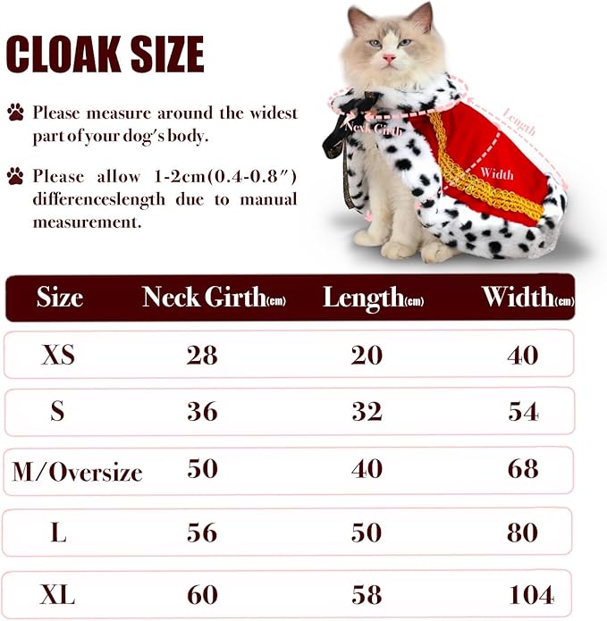 Lovelyshop pet Serial Lux Fur Purple Cat Dog Cloak for Halloween Costumes, King Queen Prince and Princess Cosplay- XS
