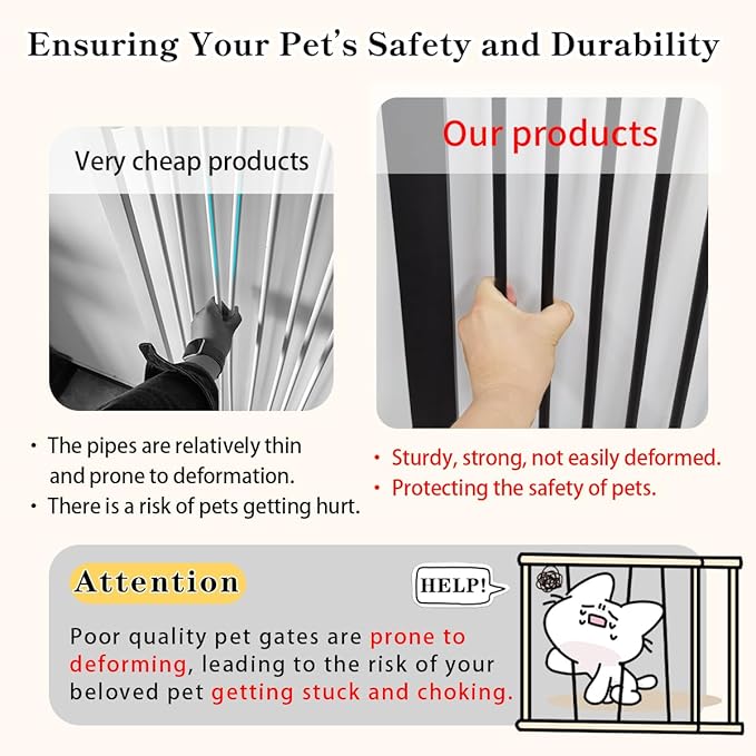 Lumizone Extra Tall Cat Gate 55.12" High Pressure Mounted Extra Wide 2025 New (17 Sizes) 1.37" Gap No Drilling Auto-Close One-Handed Operation Tall Pet Gate for Dogs(Black, 55.12" H x 63.39"-67.71" W)
