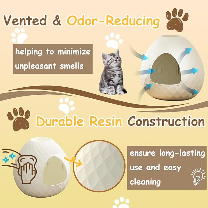 Hidden Cat Litter Box Enclosure with Removable Planter Top Plant Litter Box Hidden Litter Box Vented for Odor Control Multi-Functional for Living Room Indoor,Classic White
