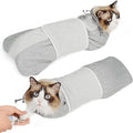 Supet Cat Grooming Wrap for Cutting Nails, Self-Adhesive Anti-Scratch Swaddle with Bite-Proof Mesh Hood & Thick Waist Strap Anti-Escape Bag for Nail Trimming, Medication, Ear Cleaning (Grey M)