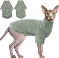 Idepet Sphynx Hairless Cats Sweater Shirt Kitten Soft Puppy Clothes Pullover Cute Cat Pajamas Jumpsuit Cotton Apparel Pet Winter Turtleneck for Cats and Teacup Chihuahua Small Dogs(Green,XXL)