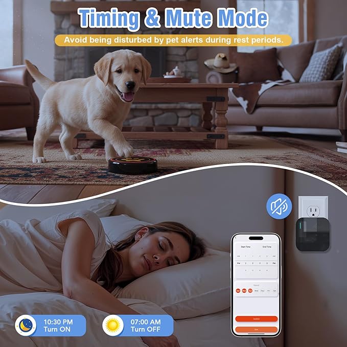 ChunHee WiFi Smart Dog Door Bell for Potty Training to Go Outside–Wireless Doggy Doorbell with Tuya Phone Notification–Waterproof Touch Button and Adjustable Volume, Multi-User Alerts(2 Dog Buttons)