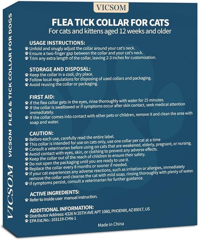 Flea Collar for Cats 4 Pack, 32 Months Flea and Tick Prevention for Cats Collar, Waterproof Cat Flea Collar, Natural Cat Flea and Tick Treatment Collar, Adjustable Flea Collar for Cat Kitten, Black