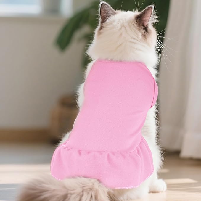 Dog Dresses Cat Skirt Solid Color Dog Clothes Summer Sleeveless Puppy Girl Clothes for Small Pet Dogs Cats (Pink, X-Small)