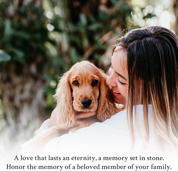 Personalized Dog Memorial Stone, No Longer by Our Side Heart Paw Print Plaque, Pet Loss Gift for Dogs Stone (S-002)