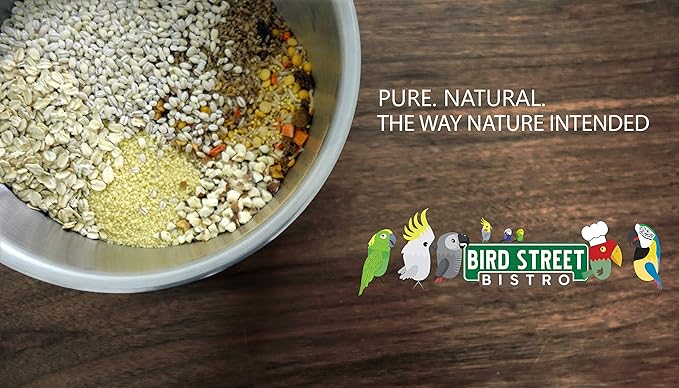 Bird Street Bistro Parrot Food for Parakeets & Cockatiels - Viva La Veggies - 24 oz - Cooks in 3-15 min, Natural Grains, Fruits & Vegetables - USA Made