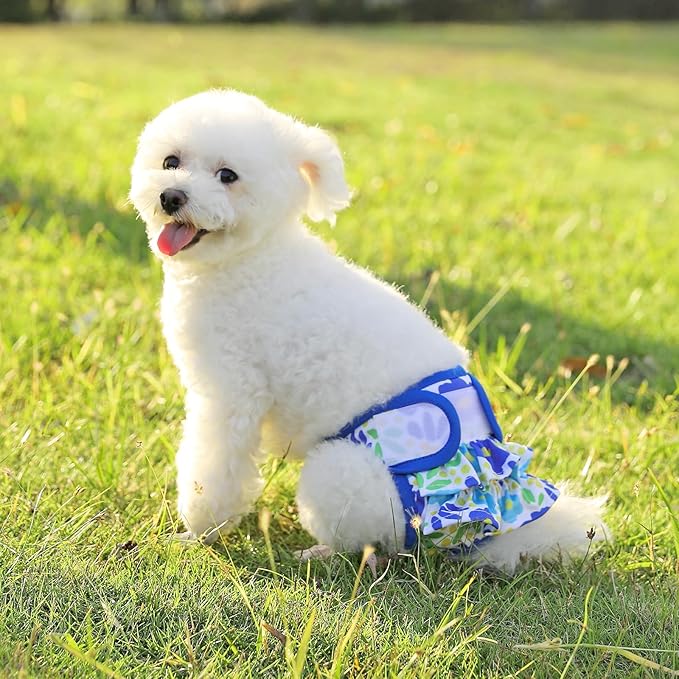 Washable Dog Diapers Female 3 Pack Reusable Highly Absorbent Puppy Diapers, Premium Doggie Diapers, Durable Leak-Proof Dot Doggy Diapers for Period Heat Incontinence Potty Training,L