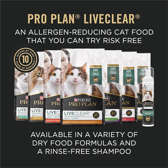 Purina Pro Plan Allergen Reducing, High Protein Cat Food, LIVECLEAR Salmon and Rice Formula - 7 lb. Bag