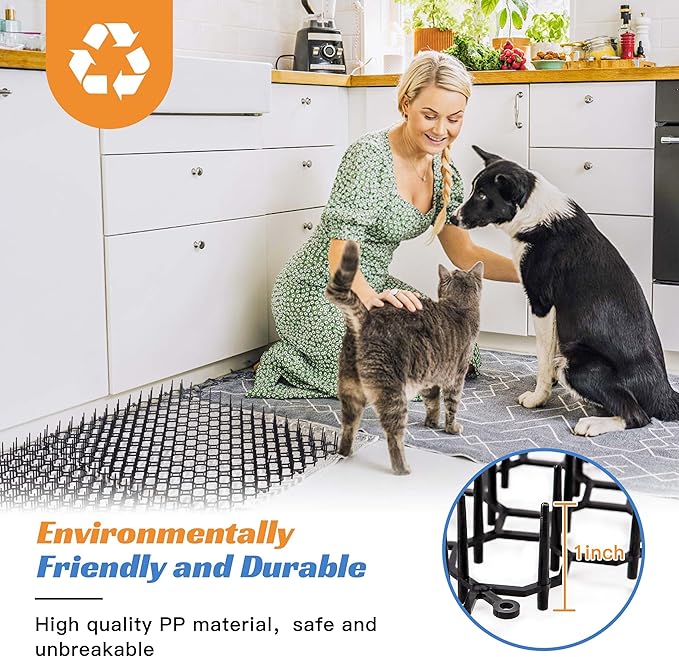 16 X 13 Inch Scat Mat for Cats, 12 Pack Cat Scat Mat with Spikes - Indoor/Outdoor Pet Deterrent Solution for Plants, Furniture, and More - Keep Cats and Dogs Away
