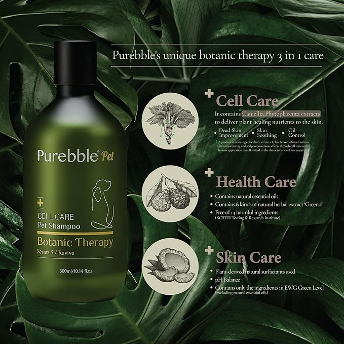 Pet Shampoo Revive Yellow Botanical Line for Soft and Shiny Coat and Fur- Cleanses, Conditions, and Detangles, pH-Balancing Formula for Pets, No Artificial Fragrance 300ml / 10.14 fl oz