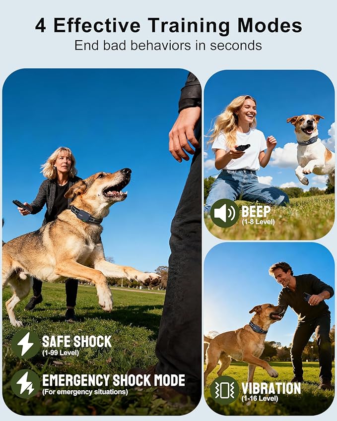Jugbow Dog Shock Collar - 4500FT Dog Training Collar with Remote, IPX8 Waterproof Electric Dog Collar with 4 Training Modes, Security Lock, Rechargeable eCollar for 10-120lbs Dogs(Navy Blue)