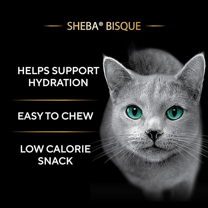 Sheba Bisque Lickable Cat Treats & Cat Food Toppers Tuna Recipe, 1.4 oz. Bowls, 14 Count
