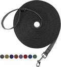 Hi Kiss Dog/Puppy Obedience Recall Training Agility Lead - 15ft 20ft 30ft 50ft 100ft Training Leash - Great for Training, Play, Camping, or Backyard(50ft,Black_White)