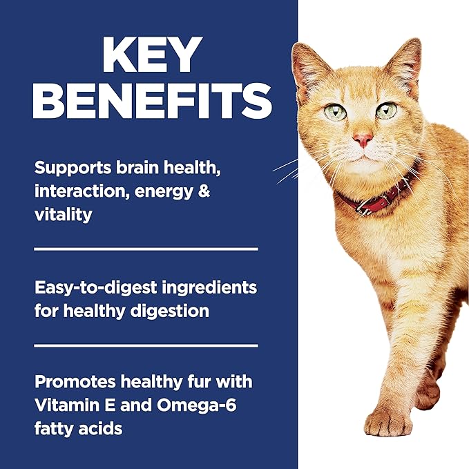 Hill's Science Diet Senior Vitality Adult 7+ Dry Cat Food, Chicken & Rice, 3 lb. Bag