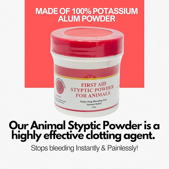G.B.S Styptic Powder for Animals – Fast-Acting Blood Stop for Dogs, Cats, Birds & Small Pets – First Aid Powder for Nail Bleeding, Minor Cuts & Grooming – 1 oz, Pack of 2